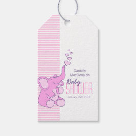 Elephant baby shower giften roze label cadeaulabel