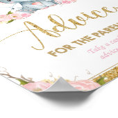 Elephant Baby shower Girl Advice for Parents Poster (Hoek)