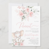 Elephant Baby shower Girl Invitation Kaart (Voorkant)