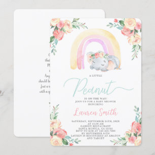 Elephant Baby shower Girl Invitation Kaart