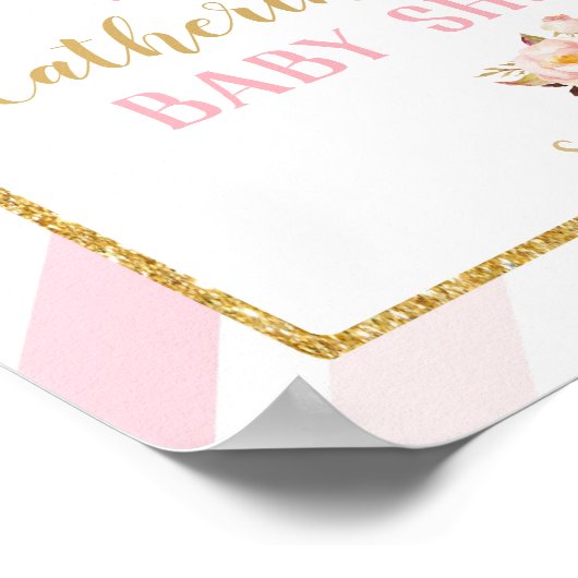 Elephant Baby shower Girl Pink Welcome Poster Sign (Hoek)