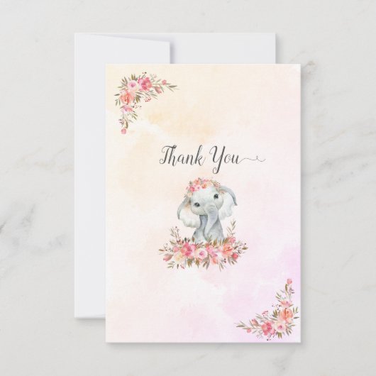 Elephant Baby shower Hartelijk dank Bedankkaart (Voorkant)