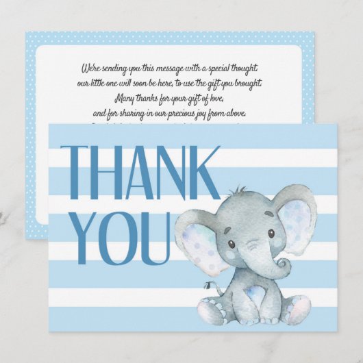 Elephant Baby shower Hartelijk dank Bedankkaart (Voorkant / Achterkant)