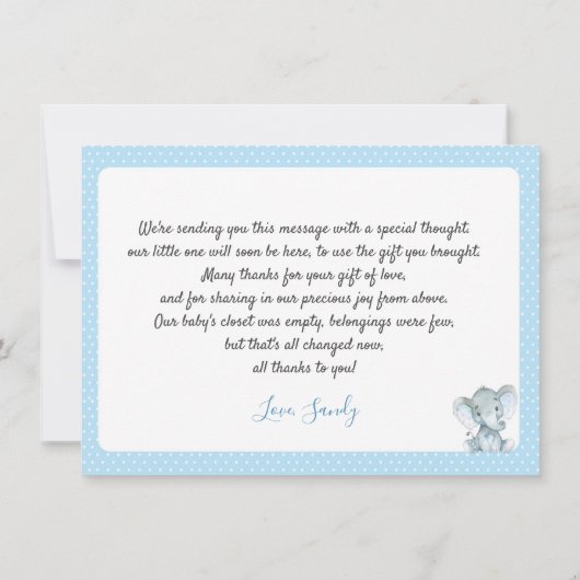 Elephant Baby shower Hartelijk dank Bedankkaart (Achterkant)