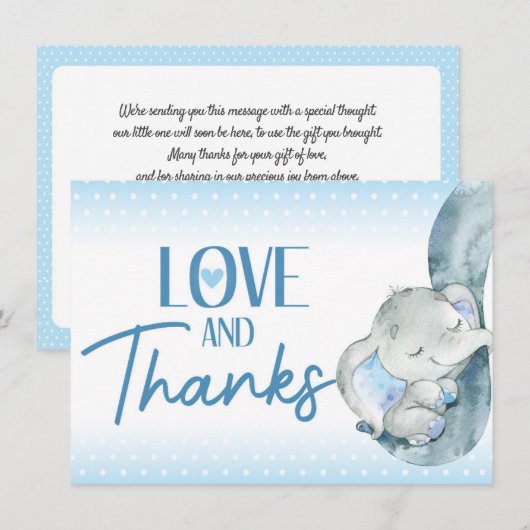 Elephant Baby shower Hartelijk dank Bedankkaart (Voorkant / Achterkant)