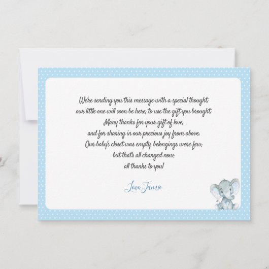 Elephant Baby shower Hartelijk dank Bedankkaart (Achterkant)