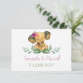Elephant Baby shower Hartelijk dank Bedankkaart (Staand voorkant)