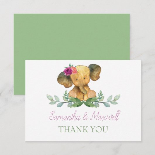 Elephant Baby shower Hartelijk dank Bedankkaart (Voorkant / Achterkant)