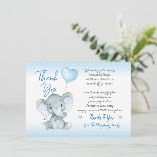 Elephant Baby shower Hartelijk dank Bedankkaart (Staand voorkant)