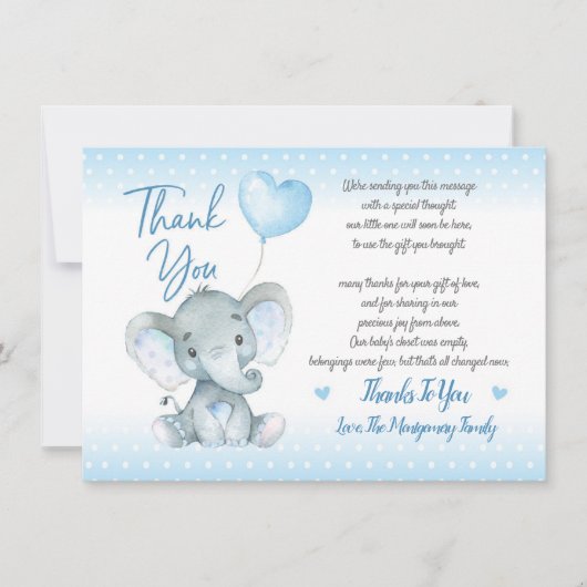 Elephant Baby shower Hartelijk dank Bedankkaart (Voorkant)