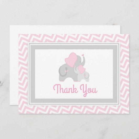 Elephant Baby shower Hartelijk dank voor uw kaart  (Voorkant / Achterkant)