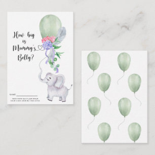 Elephant - baby shower hoe groot is de buik van ma informatiekaartje