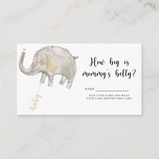 Elephant - baby shower hoe groot is de buik van ma informatiekaartje (Voorkant)