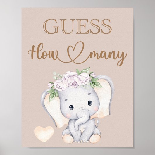 Elephant Baby shower, hoeveel Poster (Voorkant)