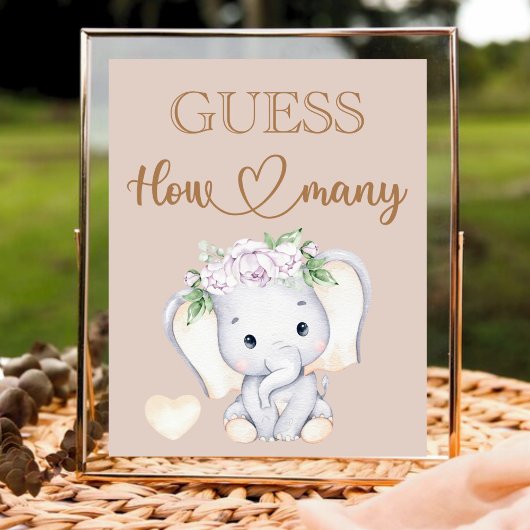 Elephant Baby shower, hoeveel Poster