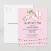 Elephant Baby shower Invision by Mail Pink Uitnodiging Briefkaart (Voorkant / Achterkant)