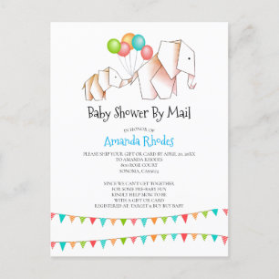 Elephant Baby shower Invision by Mail White Uitnodiging Briefkaart