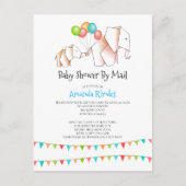 Elephant Baby shower Invision by Mail White Uitnodiging Briefkaart (Voorkant)