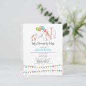 Elephant Baby shower Invision by Mail White Uitnodiging Briefkaart (Staand voorkant)