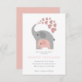 Elephant Baby shower Invitation Aankondiging (Voorkant / Achterkant)
