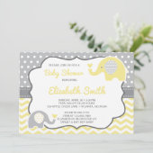 Elephant Baby shower Invitation, bewerkbare kleur Kaart (Staand voorkant)