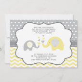 Elephant Baby shower Invitation, bewerkbare kleur Kaart (Achterkant)