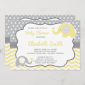 Elephant Baby shower Invitation, bewerkbare kleur Kaart (Voorkant / Achterkant)