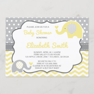 Elephant Baby shower Invitation, bewerkbare kleur Kaart