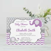 Elephant Baby shower Invitation, bewerkbare kleur Kaart (Staand voorkant)