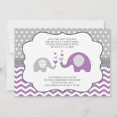 Elephant Baby shower Invitation, bewerkbare kleur Kaart (Achterkant)