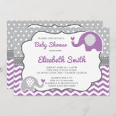 Elephant Baby shower Invitation, bewerkbare kleur Kaart (Voorkant / Achterkant)