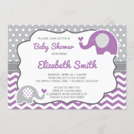 Elephant Baby shower Invitation, bewerkbare kleur Kaart