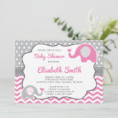Elephant Baby shower Invitation, bewerkbare kleur Kaart (Staand voorkant)