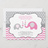 Elephant Baby shower Invitation, bewerkbare kleur Kaart (Achterkant)