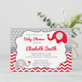 Elephant Baby shower Invitation, bewerkbare kleur Kaart (Staand voorkant)