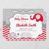 Elephant Baby shower Invitation, bewerkbare kleur Kaart (Voorkant / Achterkant)