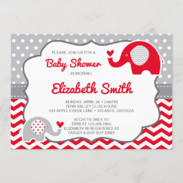 Elephant Baby shower Invitation, bewerkbare kleur Kaart