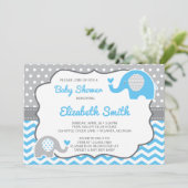 Elephant Baby shower Invitation, bewerkbare kleur Kaart (Staand voorkant)