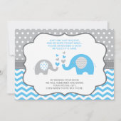 Elephant Baby shower Invitation, bewerkbare kleur Kaart (Achterkant)