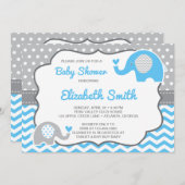 Elephant Baby shower Invitation, bewerkbare kleur Kaart (Voorkant / Achterkant)