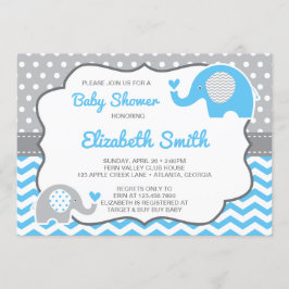 Elephant Baby shower Invitation, bewerkbare kleur Kaart