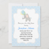 Elephant Baby shower Invitation Blue Kaart (Voorkant)