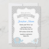 Elephant Baby shower Invitation Blue Kaart (Voorkant)