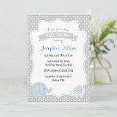 Elephant Baby shower Invitation Blue Kaart (Staand voorkant)