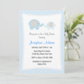 Elephant Baby shower Invitation Blue Kaart (Staand voorkant)