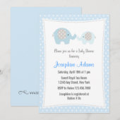 Elephant Baby shower Invitation Blue Kaart (Voorkant / Achterkant)