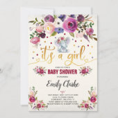Elephant Baby shower Invitation Boho Baby shower Kaart (Voorkant)