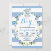 Elephant Baby shower Invitation Boy Baby shower Kaart (Voorkant)