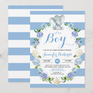 Elephant Baby shower Invitation Boy Baby shower Kaart