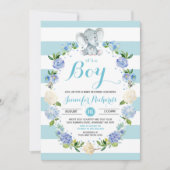 Elephant Baby shower Invitation Boy Baby shower Kaart (Voorkant)